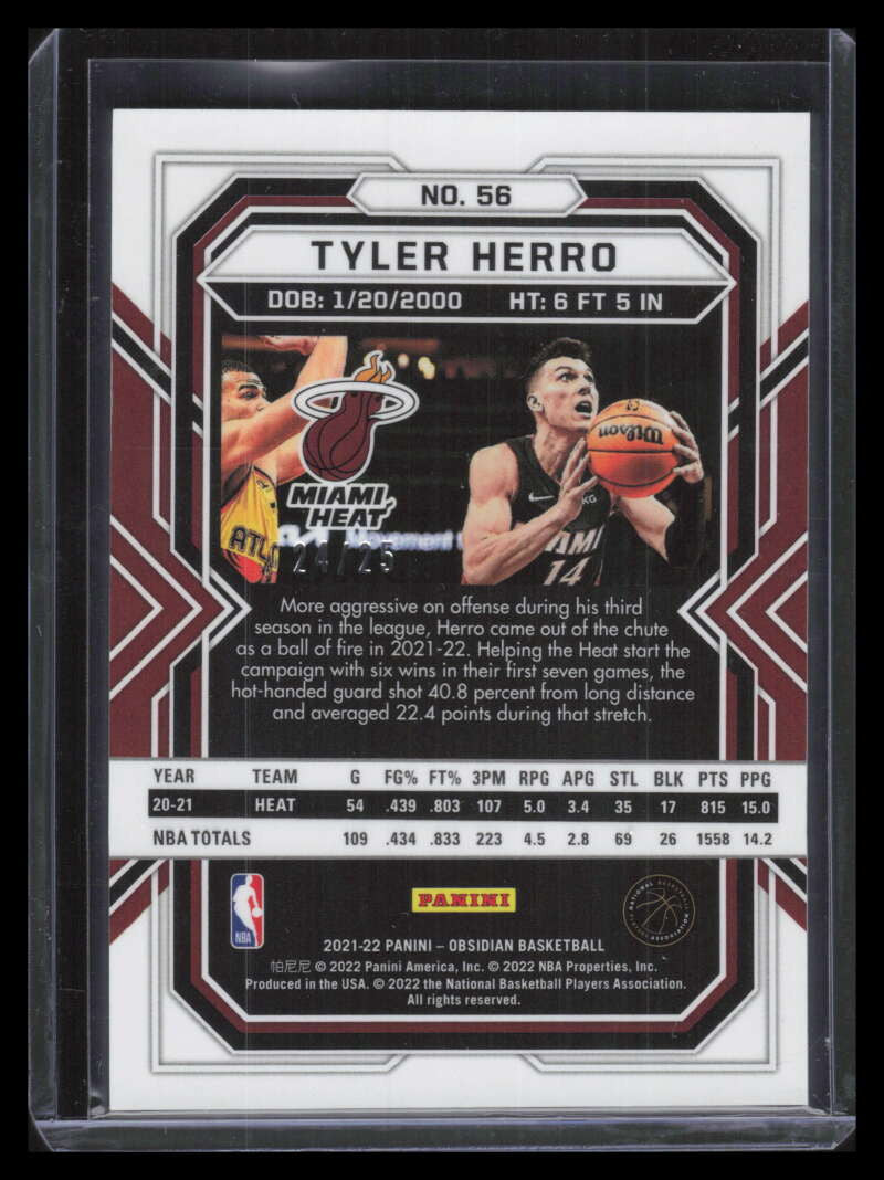 2021-22 Panini Obsidian Electric Etch Green 56 Tyler Herro 24/25