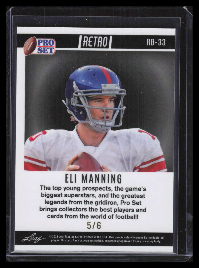 2023 Leaf Pro Set Metal Retro Pulsar Silver rb33 Eli Manning 5/6