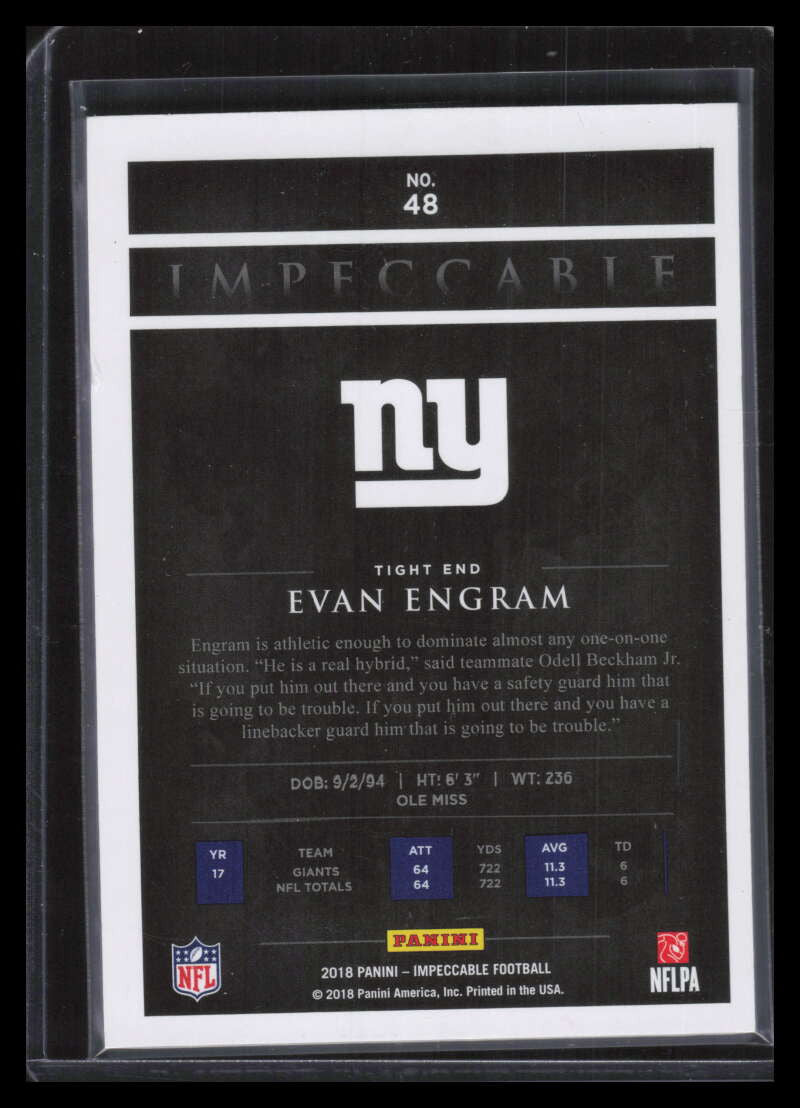2018 Panini Impeccable Gold 48 Evan Engram 7/10