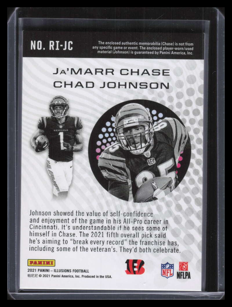 SOLD 158084 2021 Panini Illusions Idols Red 10 Johnson Ja'Marr Chase Rookie Dual Jersey 4/99