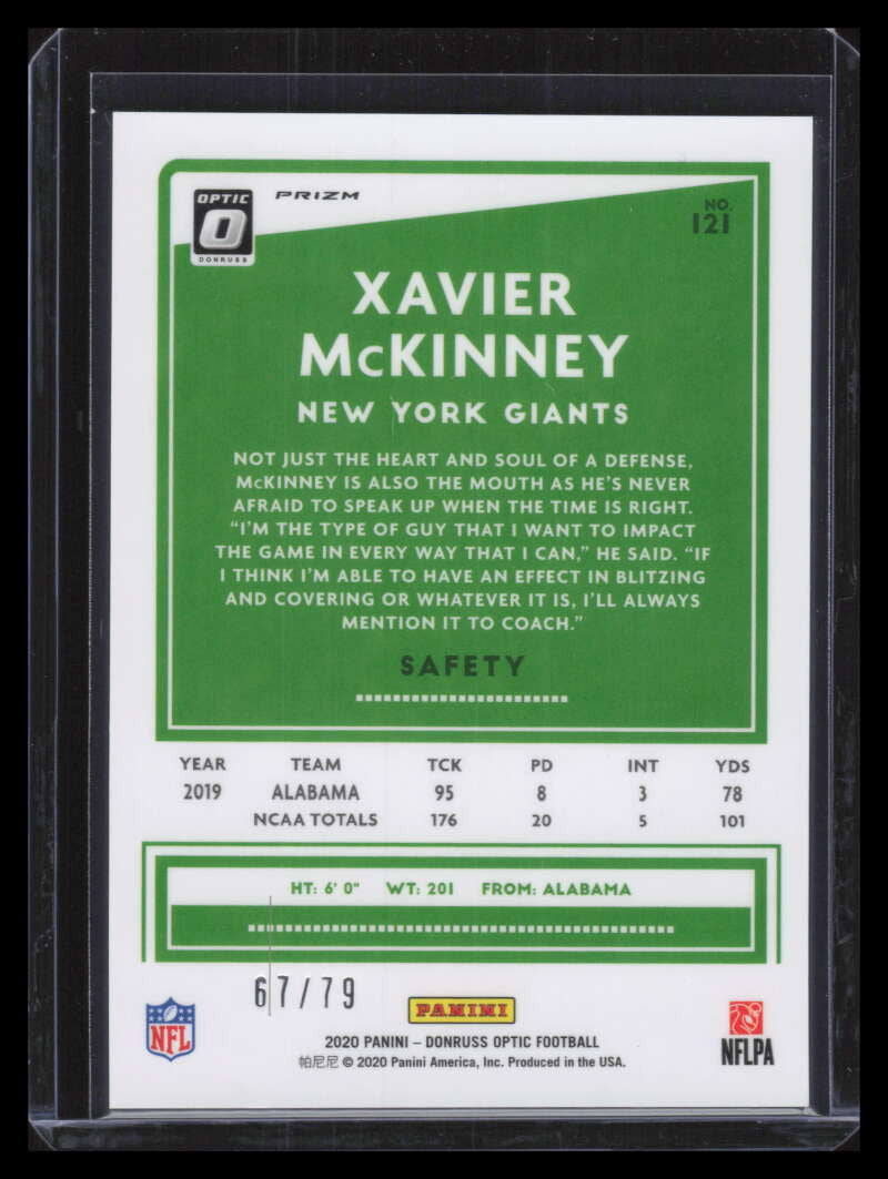 2020 Donruss Optic Pink Velocity Refractor 121 Xavier McKinney Rookie 67/79