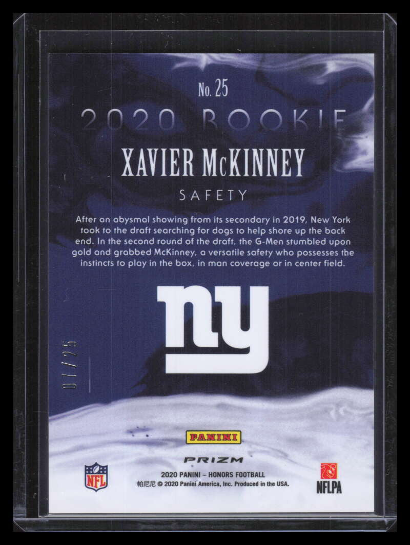 2020 Panini Honors '02 Honors Rookies Green 25 Xavier McKinney Rookie 7/25