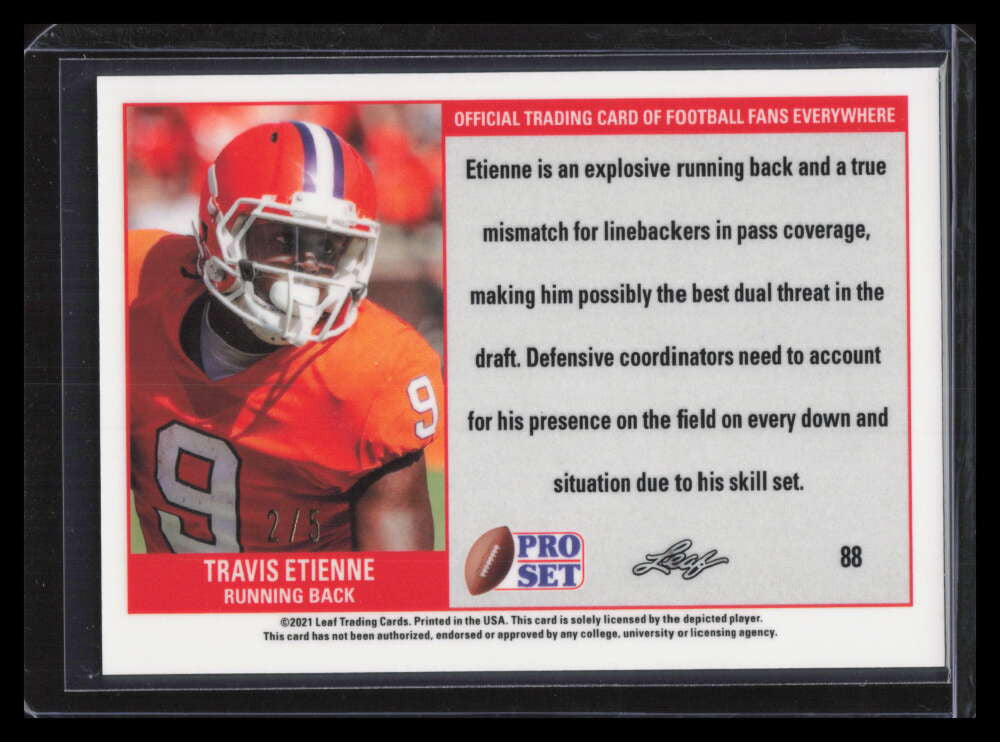 2021 Leaf Pro Set Metal Rainbow Variation Purple 88 Travis Etienne Rookie 2/5