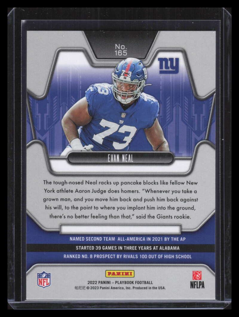 2022 Panini Playbook Green 165 Evan Neal Rookie 8/10