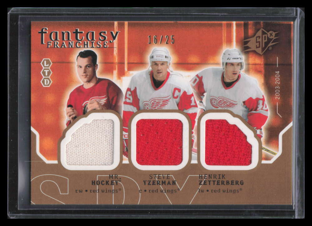 2003-04 SPx Fantasy Franchise Limited Zetterberg Yzerman Howe Triple Jersey /25