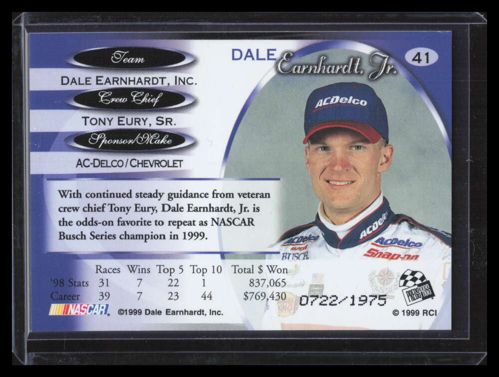 1999 Press Pass Premium Reflectors r41 Dale Earnhardt Jr. 722/1975
