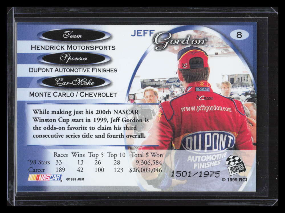 1999 Press Pass Premium Reflectors r8 Jeff Gordoon 1501/1975