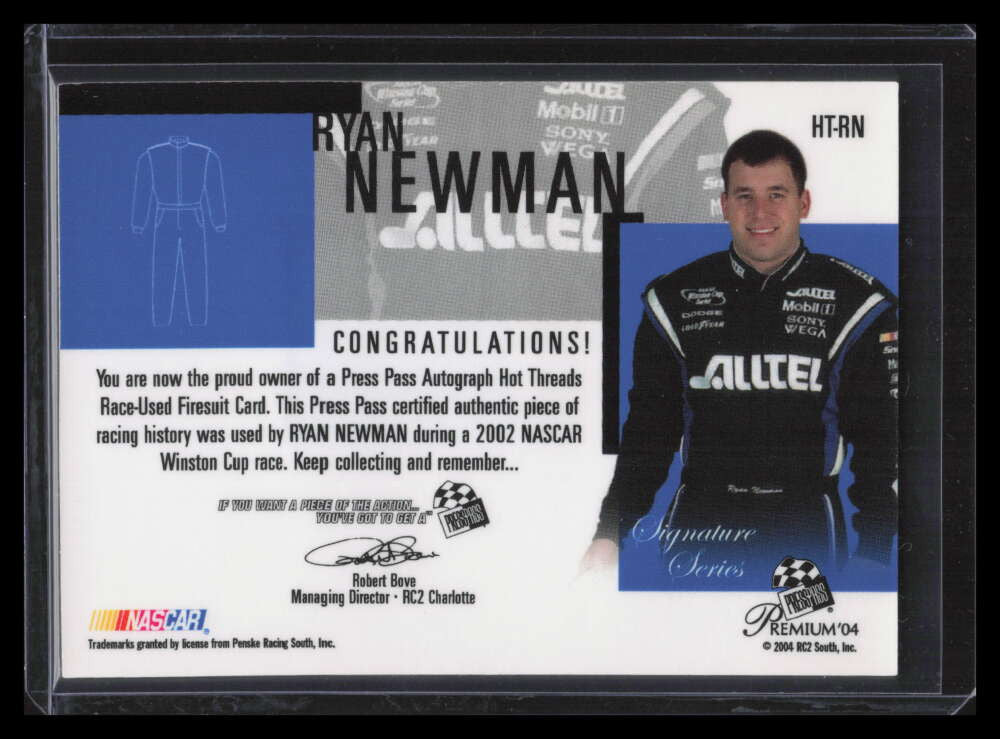 2004 Press Pass Premium Hot Threads Autographs Ryan Newman Firesuit Auto 9/12