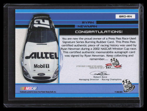 2003 Press Pass Burning Rubber Drivers Autographs Ryan Newman Tire Auto 9/12