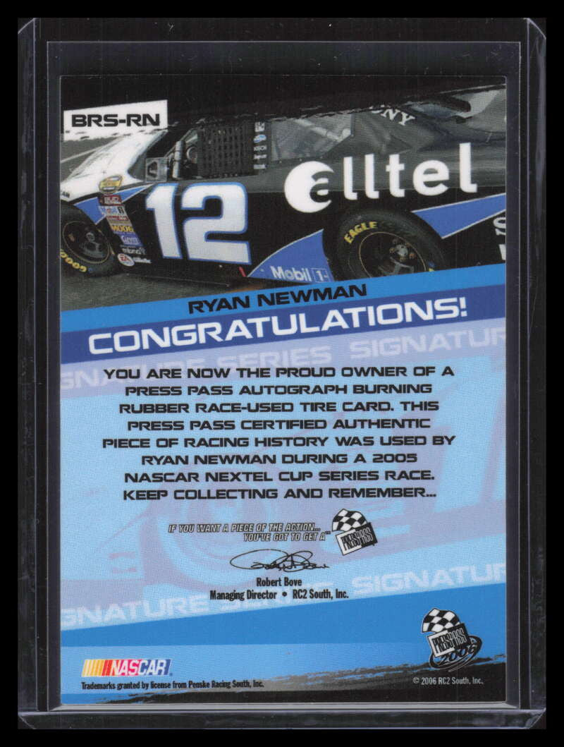 2006 Press Pass Burning Rubber Autographs BRRN Ryan Newman Tire Auto 8/12