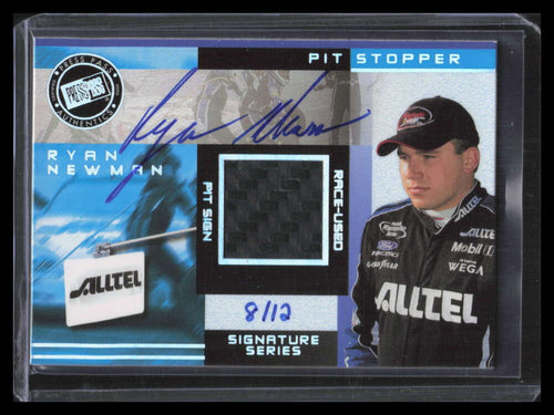 2003 Press Pass Trackside Pit Stoppers Autographs Ryan Newman Pit Sign Auto 8/12