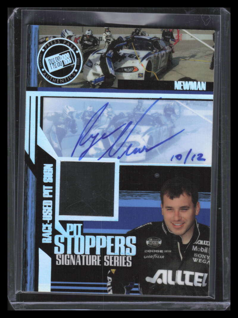 2005 Press Pass Trackside Pit Stoppers Autograph Ryan Newman Pit Sign Auto 10/12