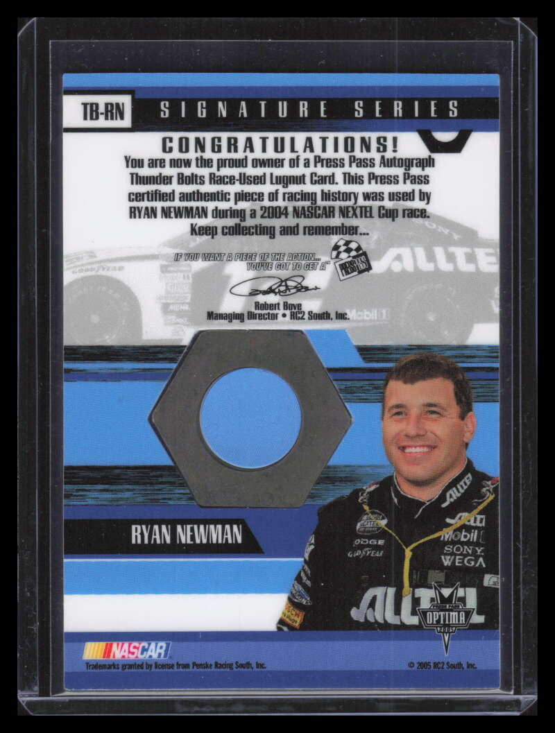 2005 Press Pass Optima Thunder Bolts Autographs Ryan Newman Lugnut Auto 5/12