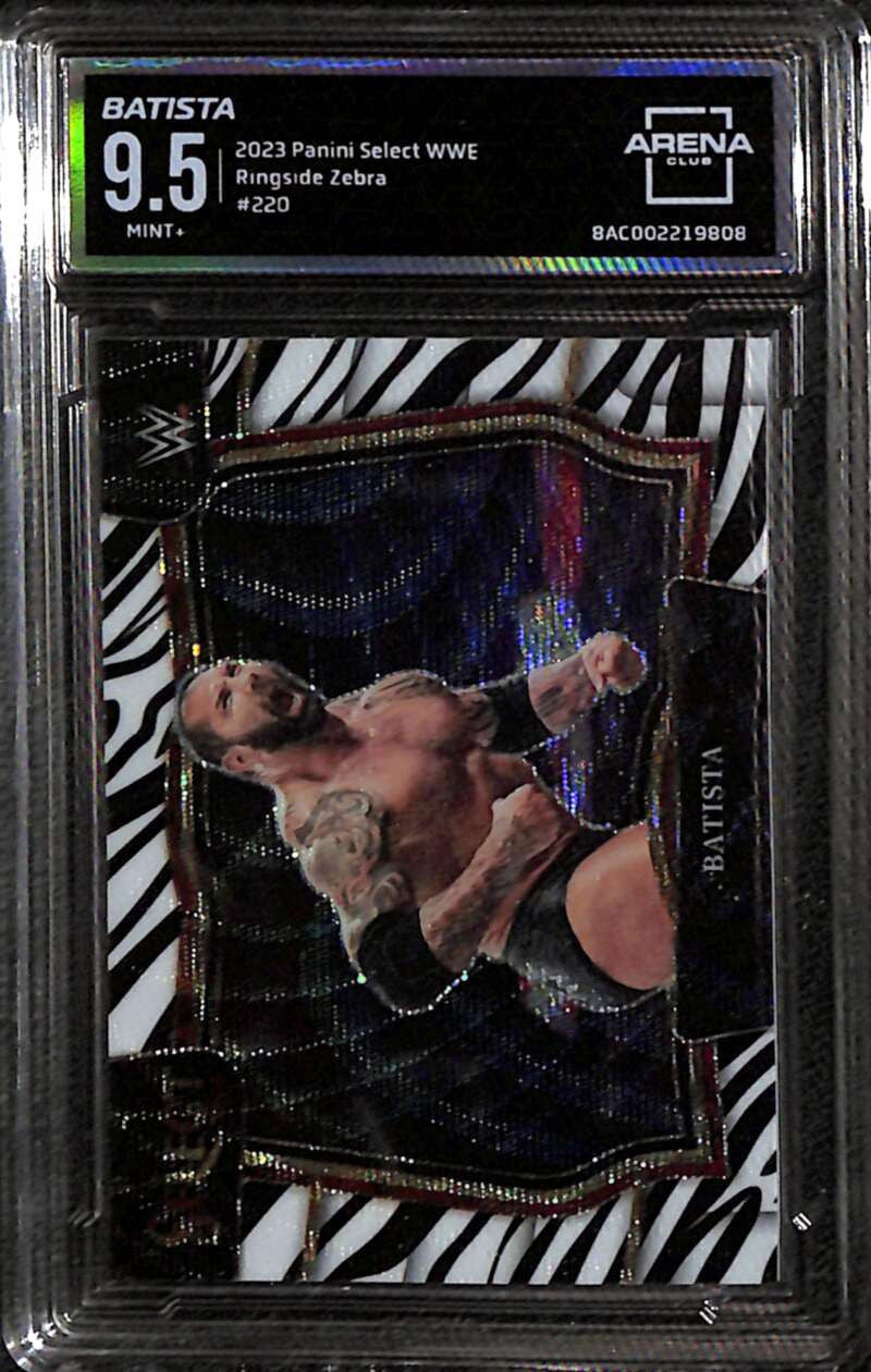2023 Select WWE Prizms Zebra Refractor 220 Batista Ringside Arena Club 9.5 MINT+