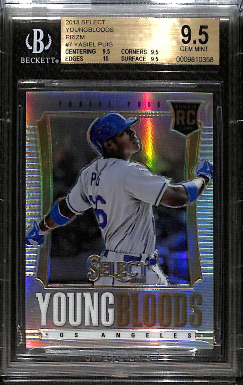 2013 Select Youngbloods Prizm Silver Refractor 7 Yasiel Puig Rookie BGS 9.5 GEM