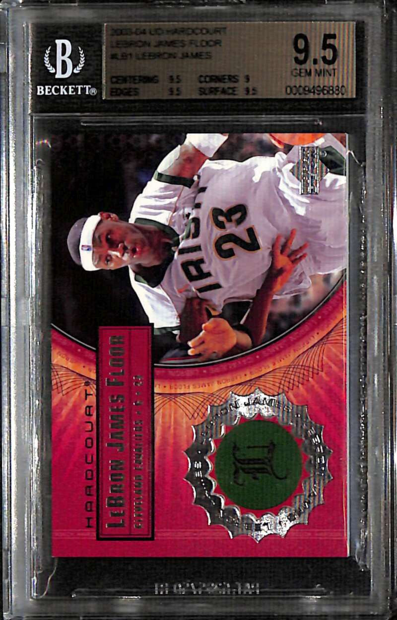 SOLD 158372 2003-04 Upper Deck Hardcourt Floor lb1 LeBron James Rookie Floor BGS 9.5 GEM