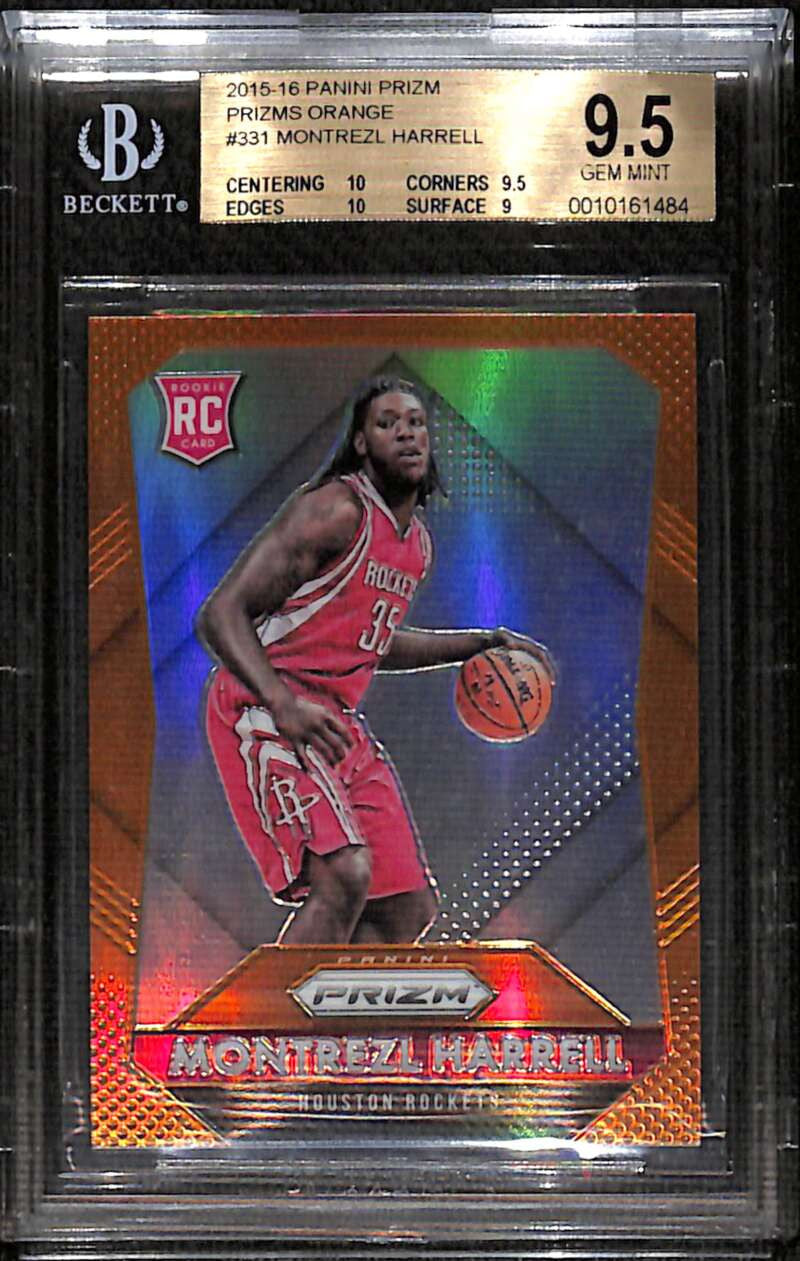 2015-16 Panini Prizm Prizms Orange 331 Montrezl Harrell Rookie 38/65 BGS 9.5 GEM
