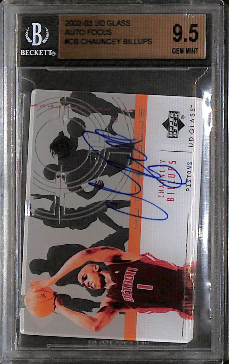 2002-03 UD Glass Auto Focus CB Chauncey Billups Auto BGS 9.5 GEM MINT 9