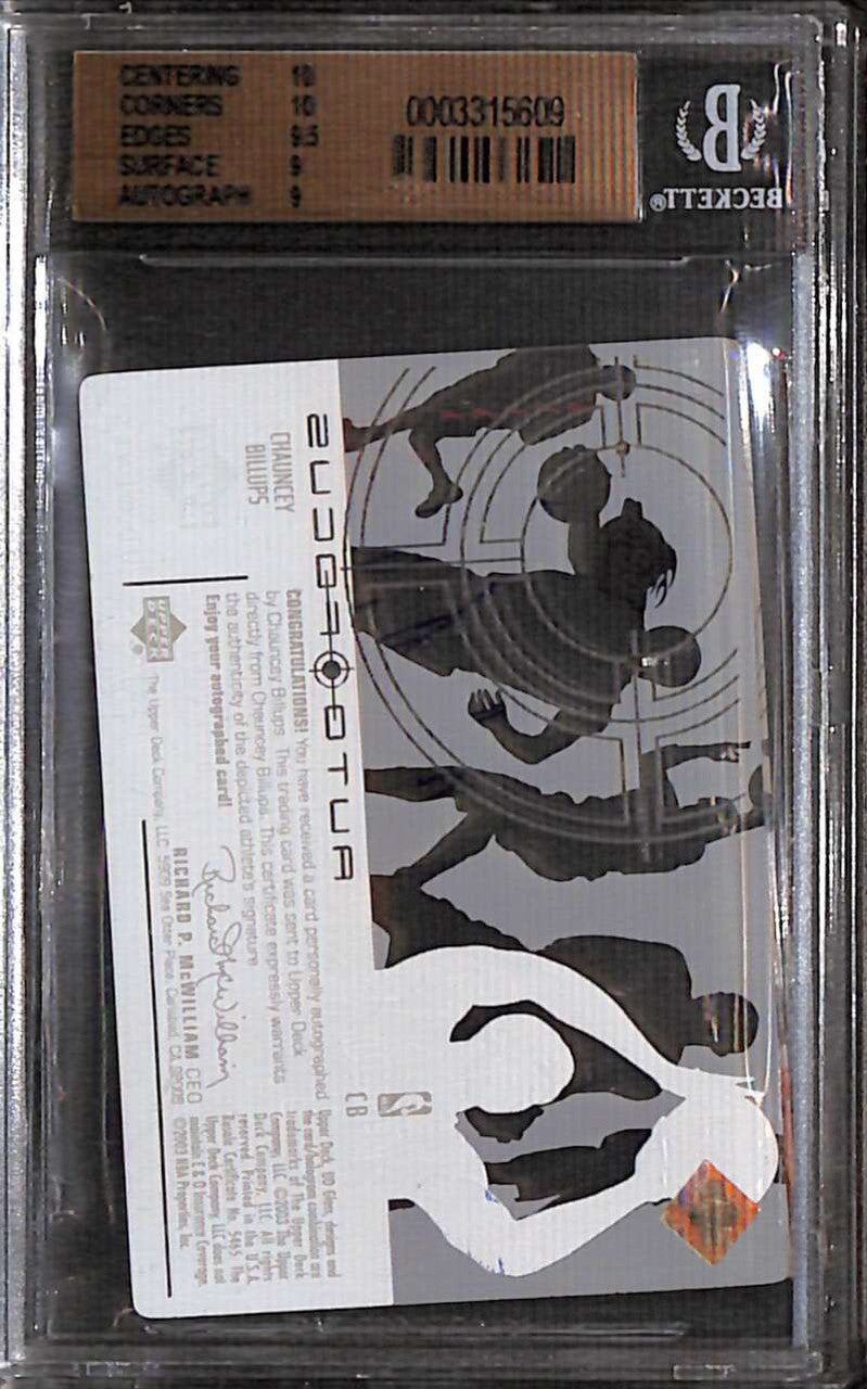 2002-03 UD Glass Auto Focus CB Chauncey Billups Auto BGS 9.5 GEM MINT 9