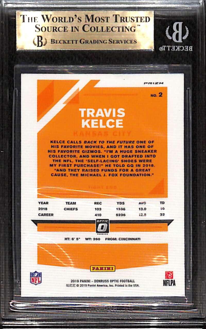 2019 Donruss Optic Holo 2 Travis Kelce BGS 9.5 GEM MINT