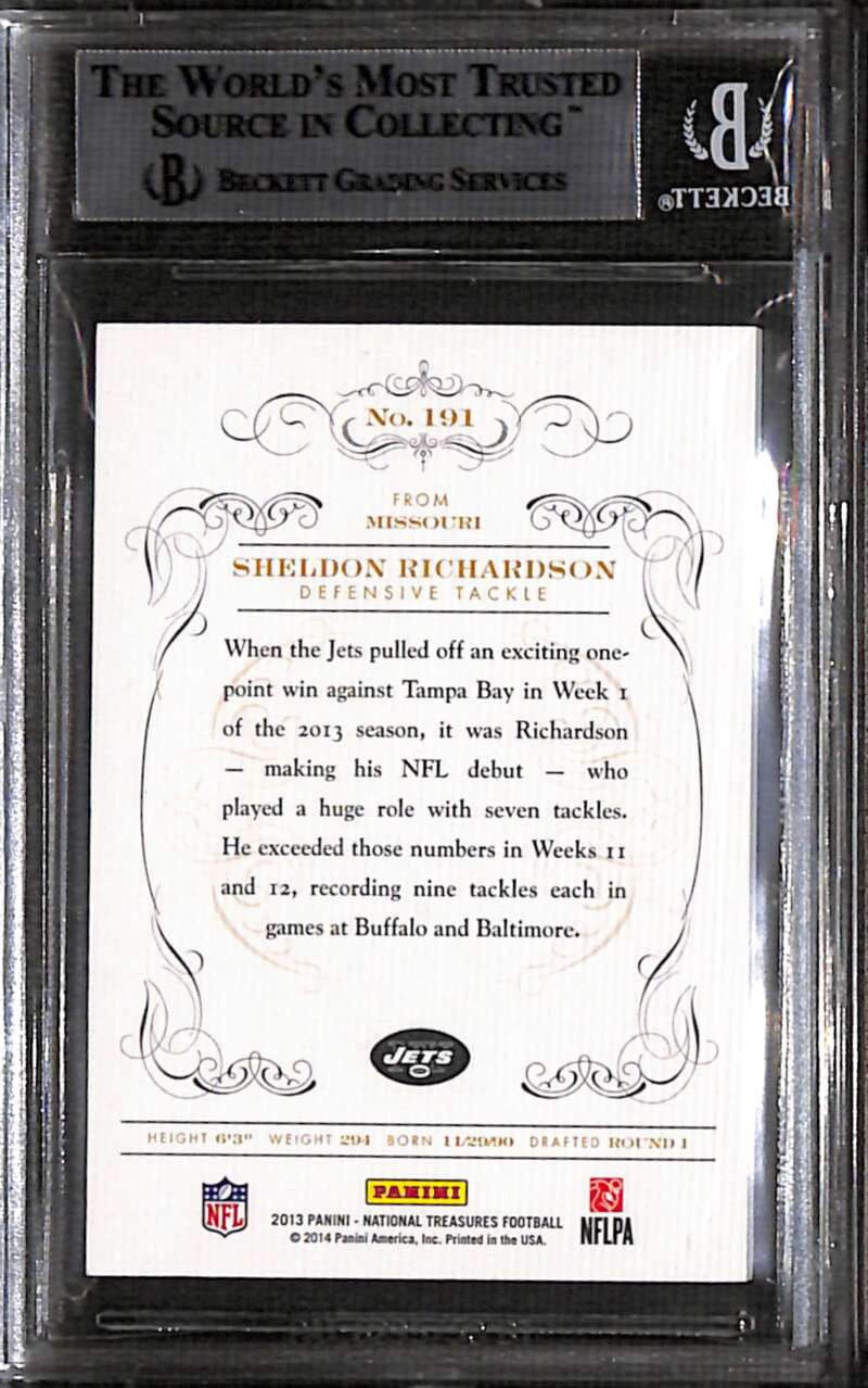 2013 Panini National Treasures Century Black 191 Sheldon Richardson RC 2/5 BGS 9