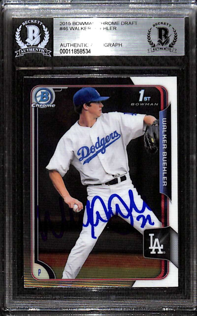 2015 Bowman Chrome Draft 46 Walker Buehler Rookie BAS Authentic Autograph Auto