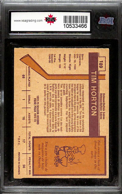1973-74 O-Pee-Chee 189 Tim Horton KSA 5 EX