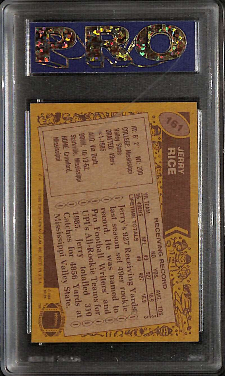 1986 Topps 161 Jerry Rice Rookie PRO 9.5 MINT+