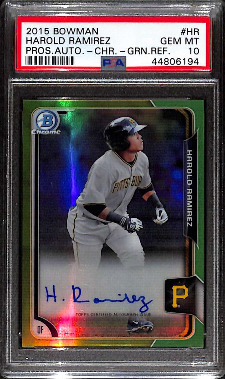2015 Bowman Chrome Green Refractor Harold Martinez Rookie Auto 58/99 PSA 10