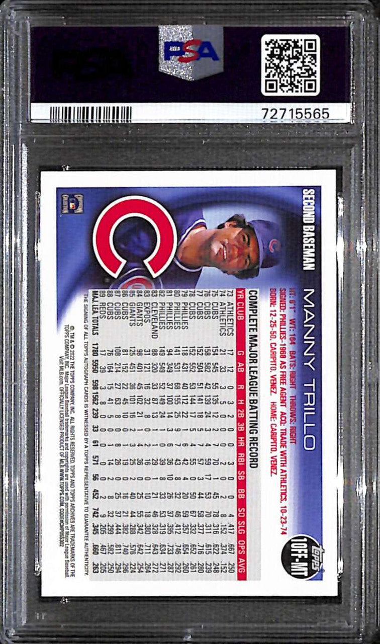 2022 Topps Archives '10 Fan Favorites Autographs 10ffmt Manny Trillo PSA/DNA 10