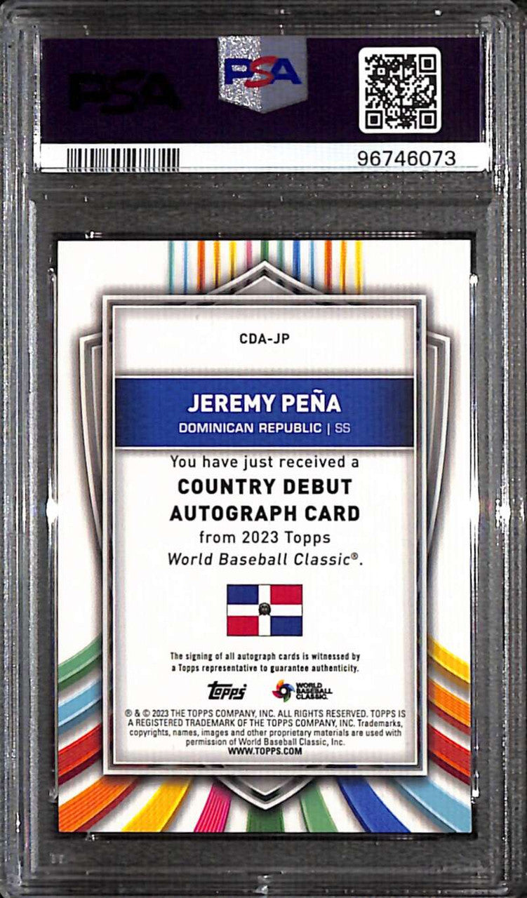 2023 Topps World Baseball Classic Country Debuts Jeremy Pena Auto 15/25 PSA 10