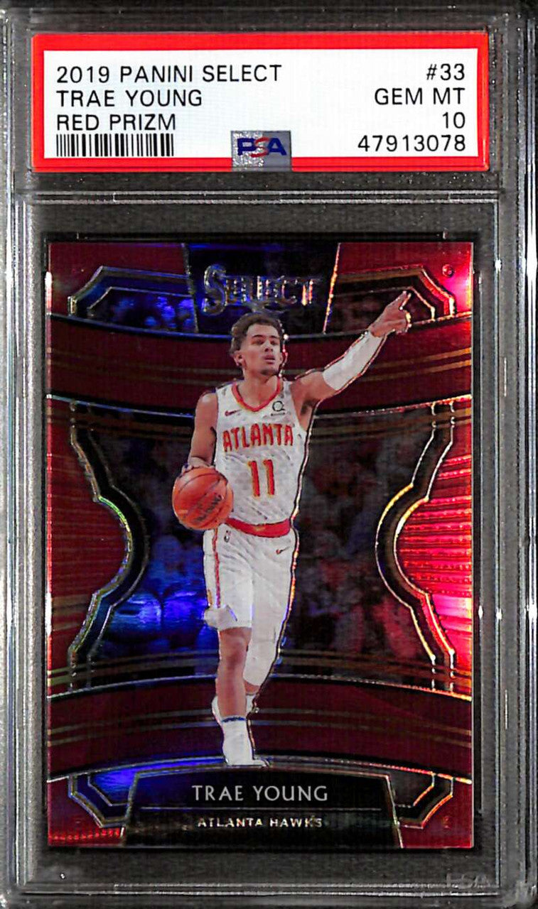 2019-20 Select Prizms Red Refractor 33 Trae Young 17/199 Concourse PSA 10 GEM MT
