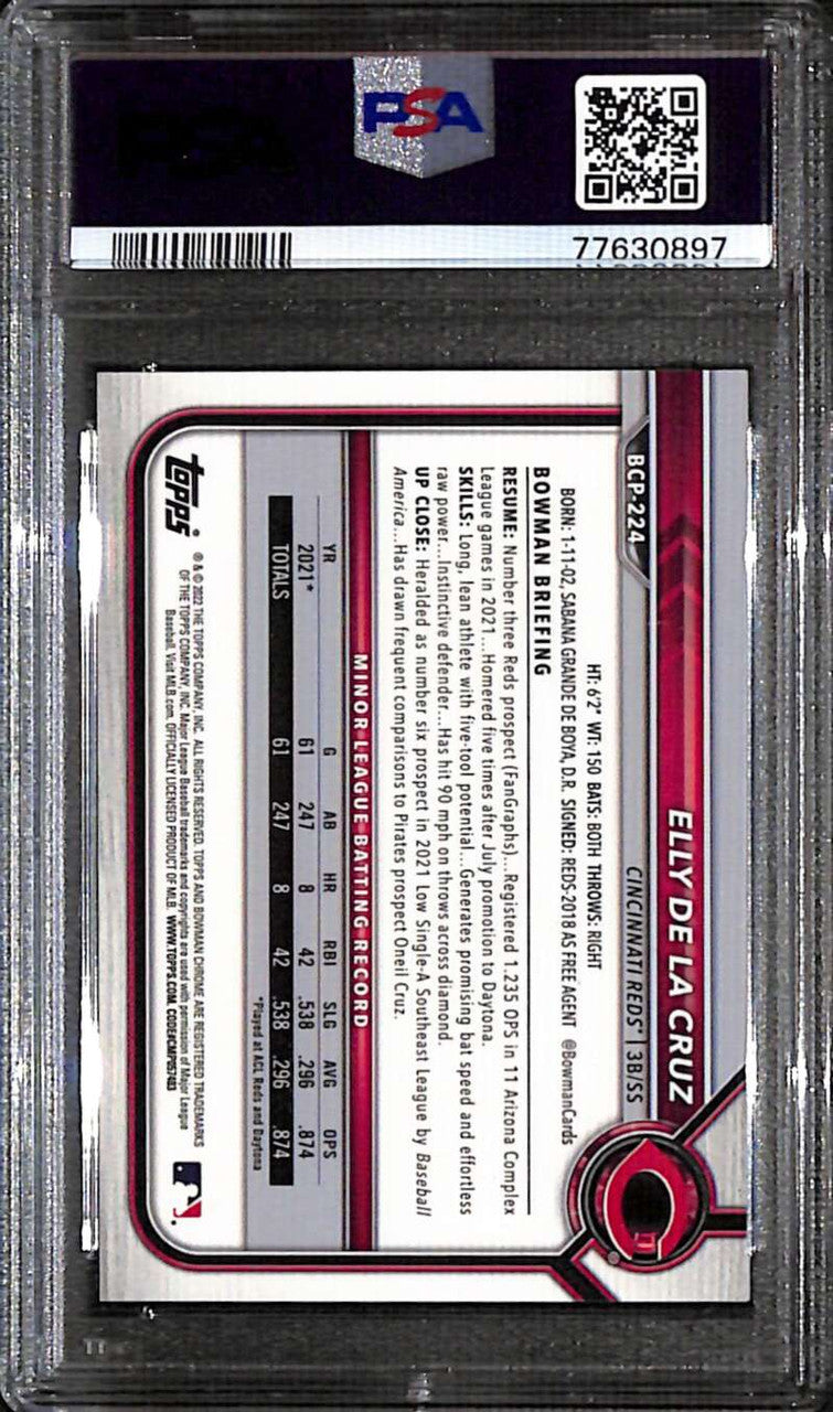 2022 Bowman Chrome Sapphire Aqua Refractor Elly De La Cruz Rookie 35/99 PSA 9