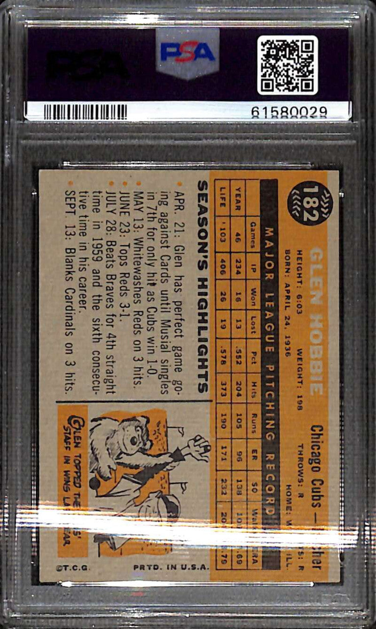1960 Topps 182 Glen Hobbie PSA 7 NM