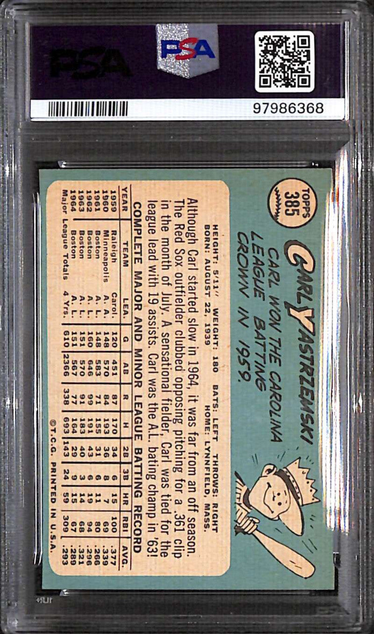 DELETE 158587 1965 Topps 385 Carl Yastrzemski PSA 5.5 EX+