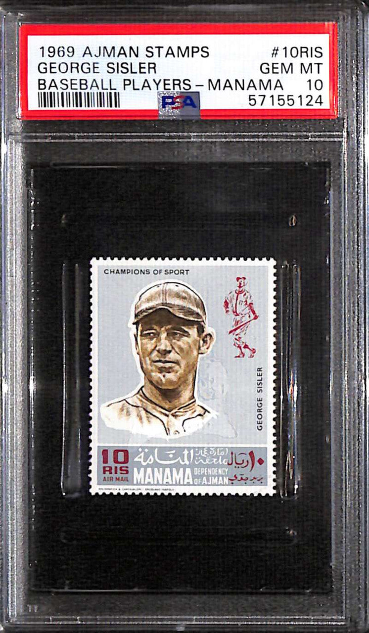 1969 Ajman Hall of Fame Stamps George Sisler Baseball Players Manama PSA 10