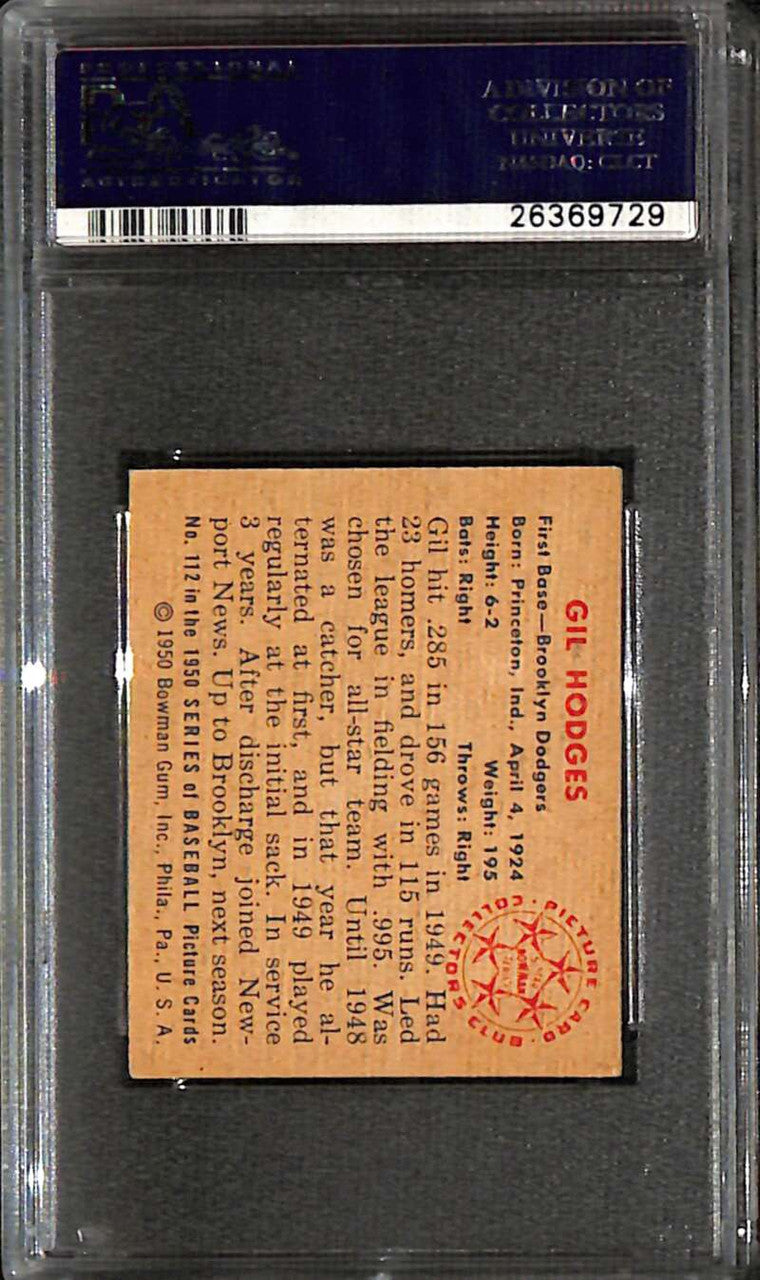 1950 Bowman 112 Gil Hodges PSA 6 EX-MT