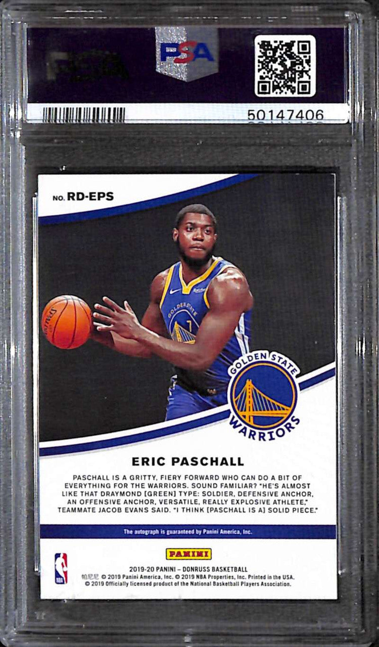 2019-20 Donruss Dominator Signatures Black Eric Paschall Rookie Auto 1/1 PSA 9