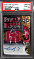 2021 Donruss Optic Fast Break Signatures Gold Corey Kispert RC Auto 7/10 PSA 10
