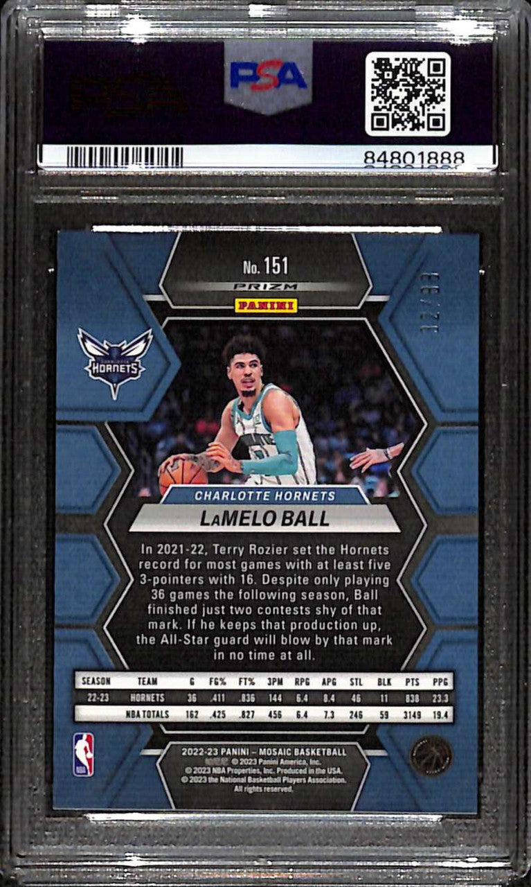 2022-23 Panini Mosaic Choice Fusion Red and Yellow 151 LaMelo Ball 32/88 PSA 9