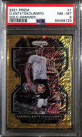 2021-22 Panini Prizm Prizms Gold Shimmer 1 Giannis Antetokounmpo 9/10 PSA 8
