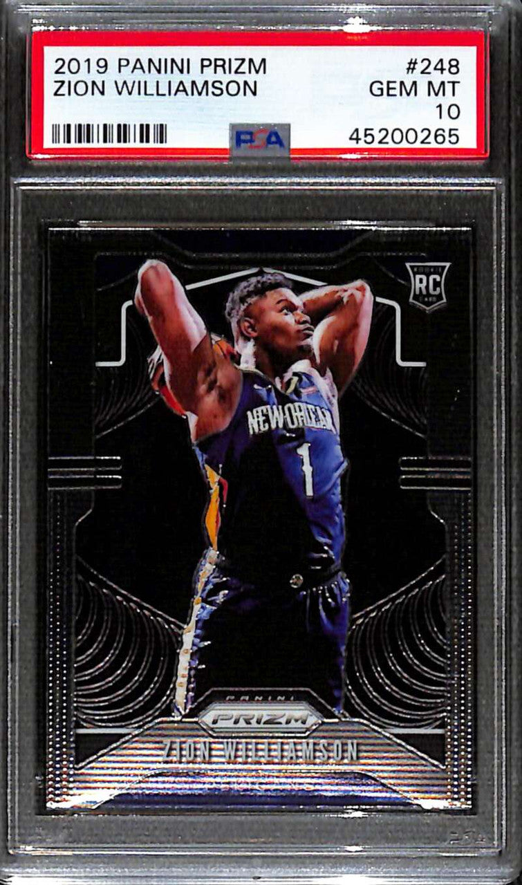 2019-20 Panini Prizm 248 Zion Williamson Rookie PSA 10 GEM MT 45200265