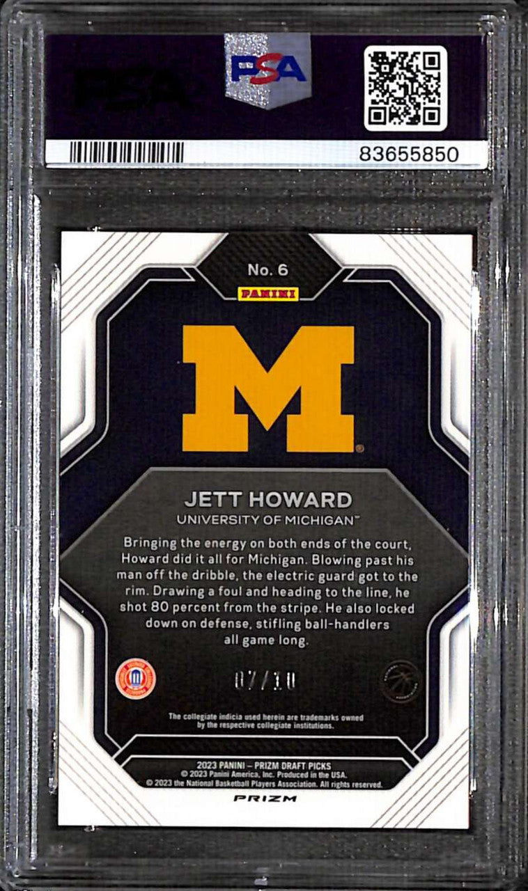 2023-24 Panini Prizm Draft Fireworks Prizms Gold Jett Howard Rookie 7/10 PSA 10