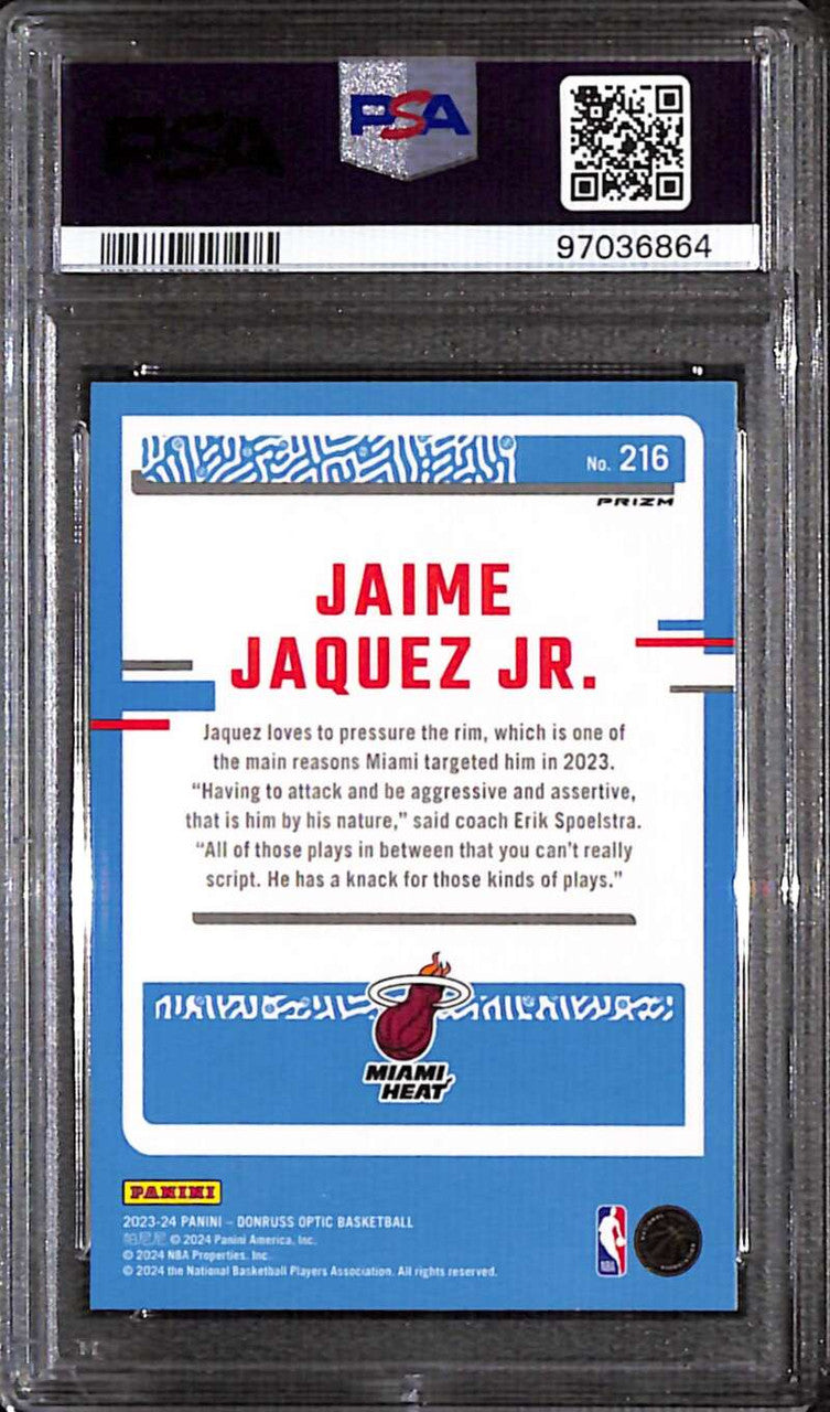 2023-24 Donruss Optic Jazz 216 Jaime Jaquez Jr. RR Rated Rookie PSA 10 GEM MT