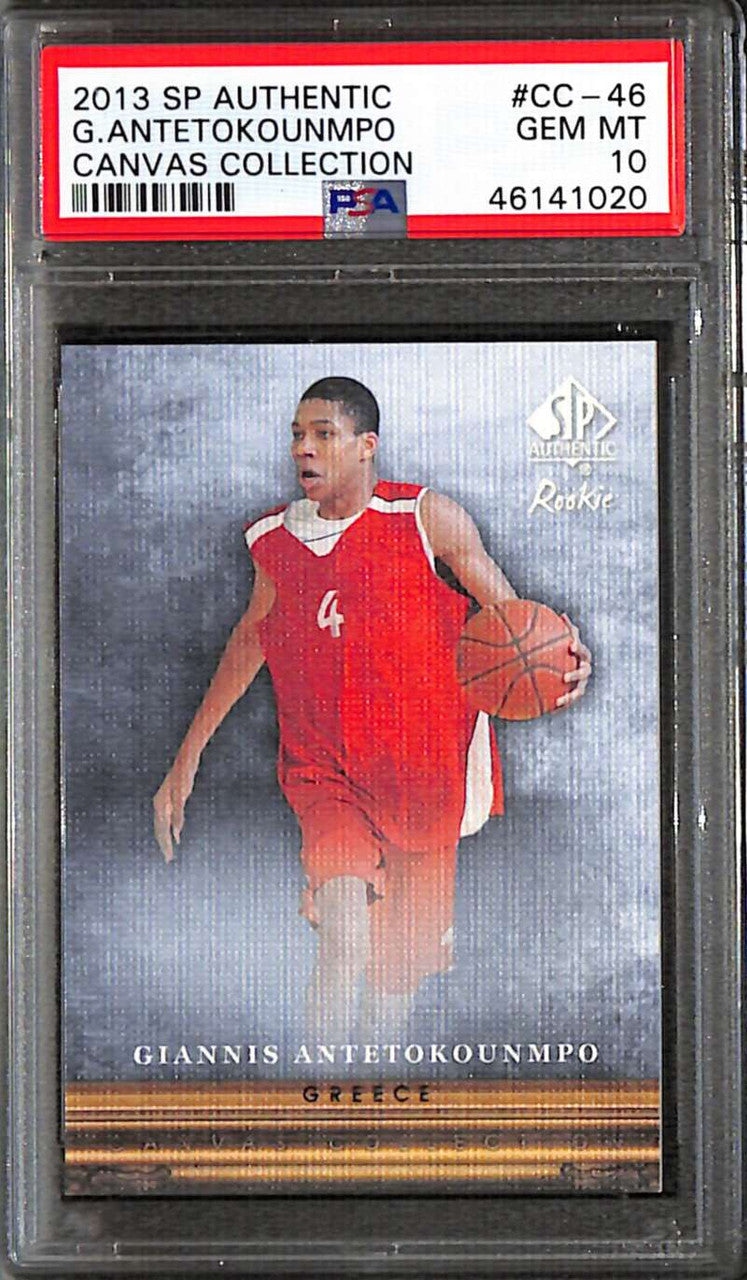 SOLD 158718 2013-14 SP Authentic Canvas cc46 Giannis Antetokounmpo Rookie PSA 10 GEM MT