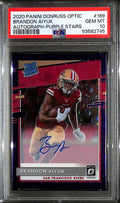 2020 Donruss Optic Autographs Purple Star Brandon Aiyuk Rookie Auto 36/50 PSA 10