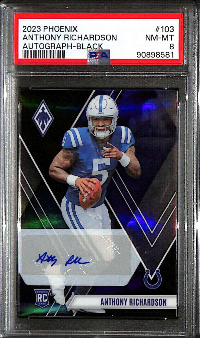 2023 Panini Phoenix Autograph Black 103 Anthony Richardson Rookie Auto 4/5 PSA 8