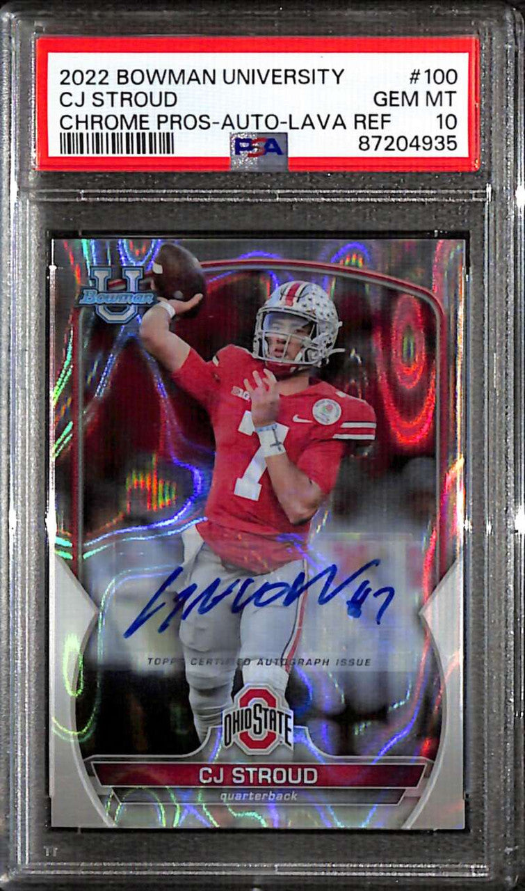 2022 Bowman Chrome U Autographs Lava Refractor 100 CJ Stroud RC Auto /199 PSA 10