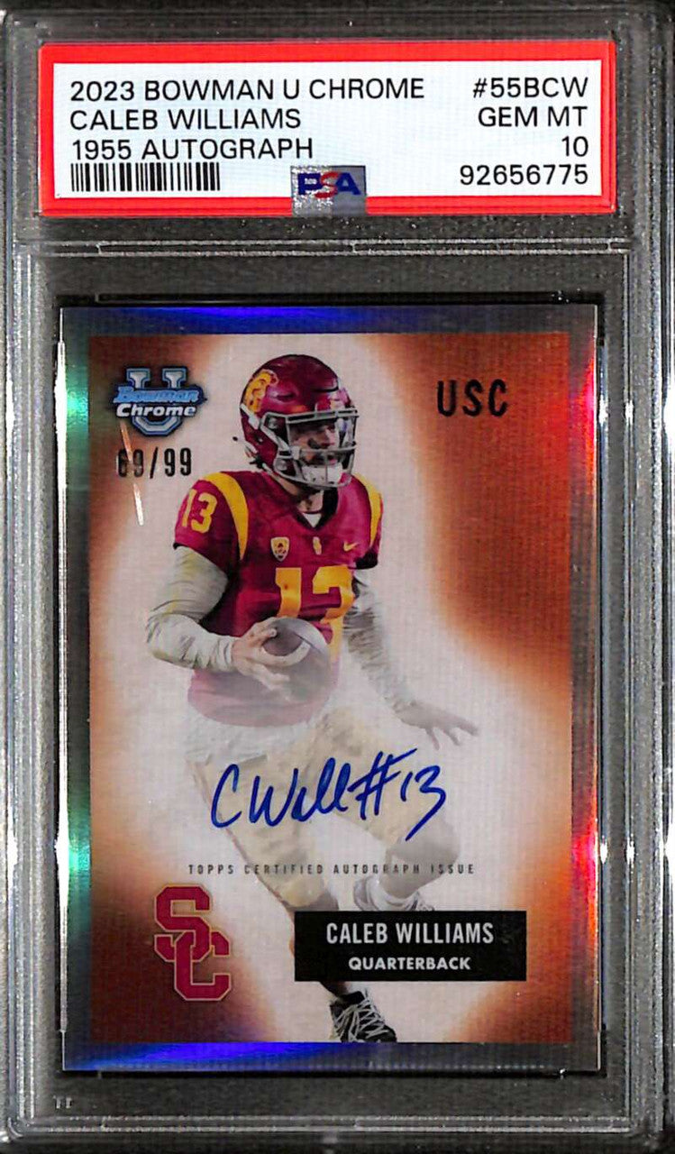 SOLD 158755 2023 Bowman Chrome U '55 Autographs Caleb Williams Rookie Auto 69/99 PSA 10