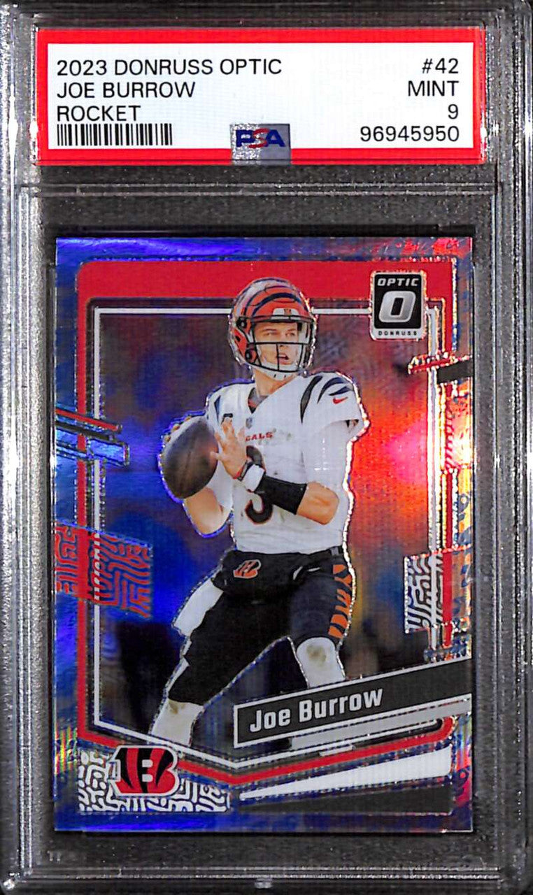 2023 Donruss Optic Rocket Refractor 42 Joe Burrow PSA 9 MINT